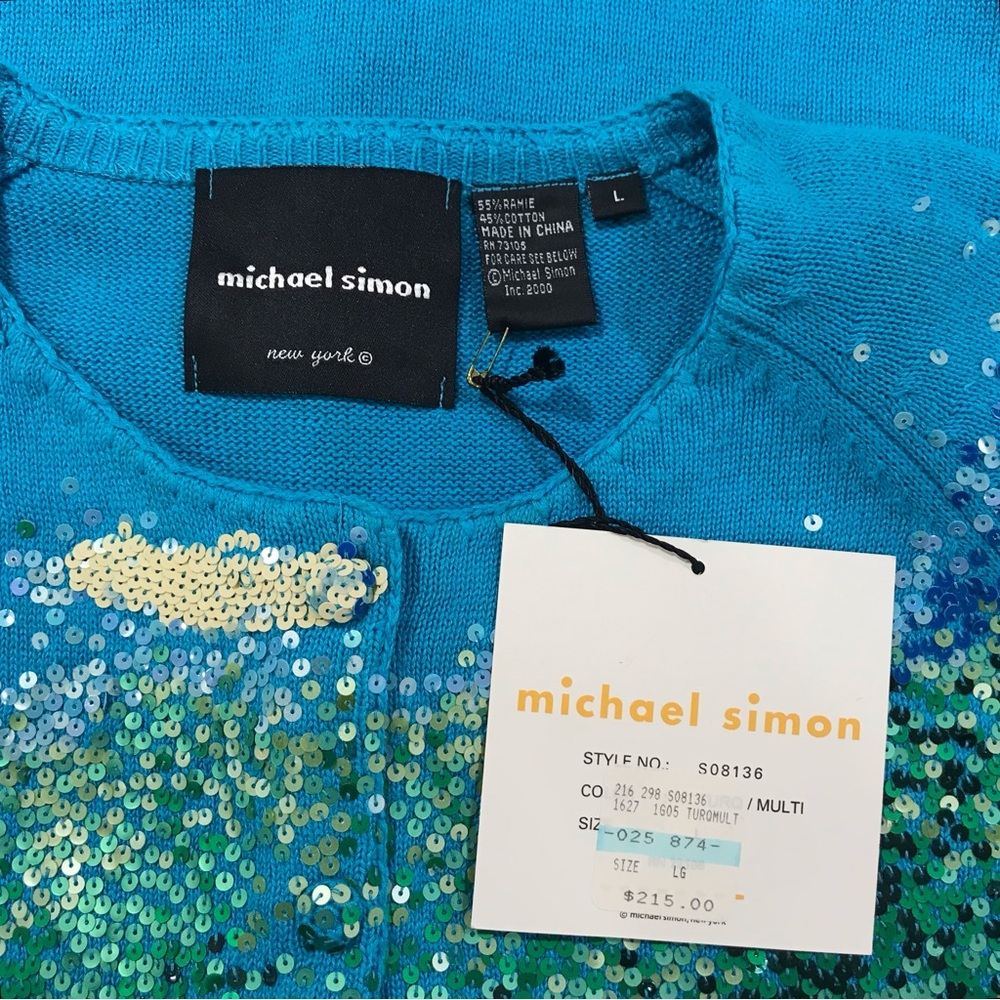 Vintage Michael Simon Seurat Painting Cardigan Sweater - Women’s Large NWT - Picture 9 of 10